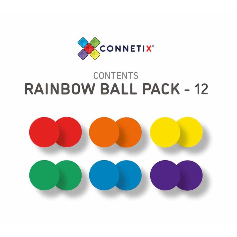 Connetix Tiles - 12 Piece Rainbow Replacement Ball Pack